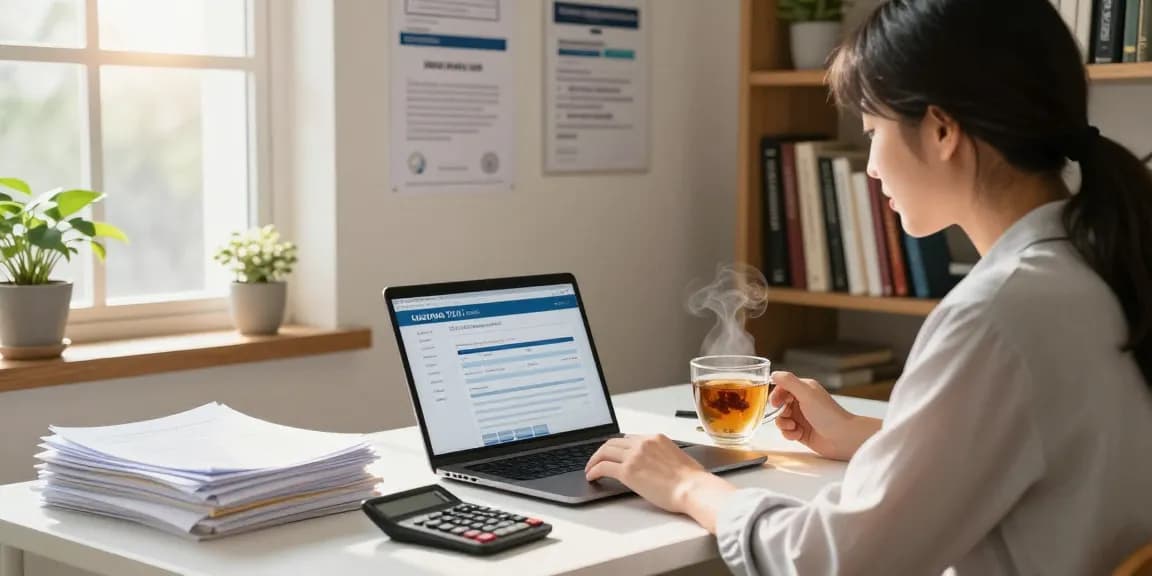 Securing a 700 loan with confidence in a cozy home office.
