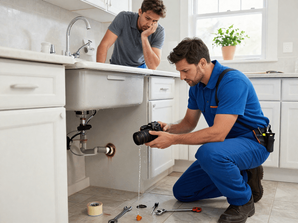 Professional plumber providing plumbing repair Fort Worth service under a kitchen sink, ensuring home safety.