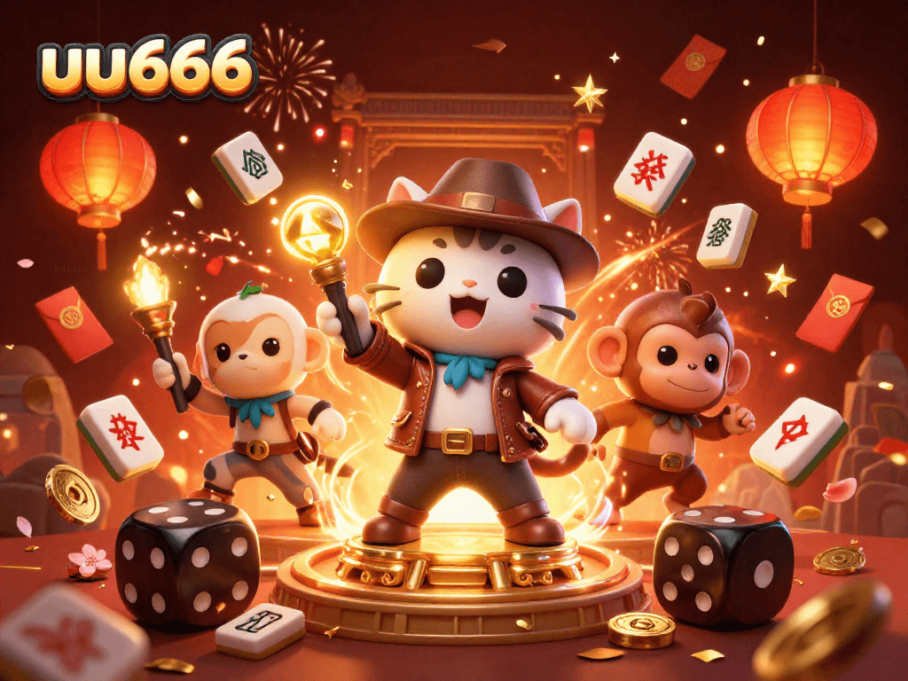 Experience thrilling wins at uu666 with this vibrant 3D casino adventure scene.