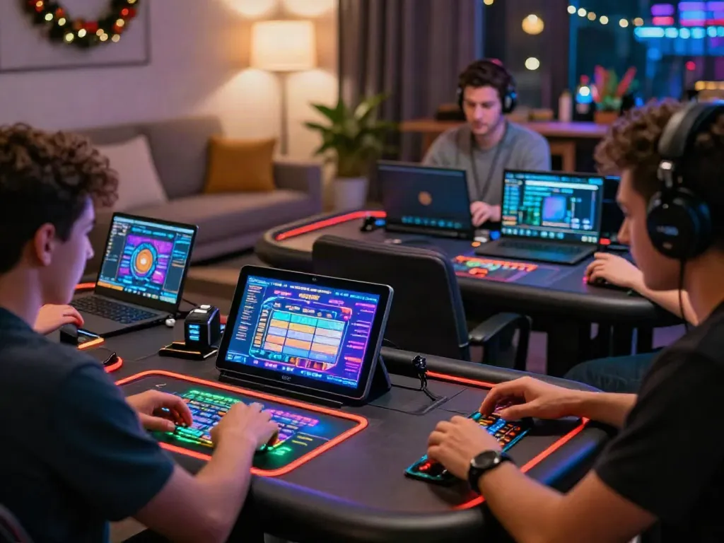 Experience the best non gamstop casino with players enjoying exciting virtual games in a modern, inviting home setting.