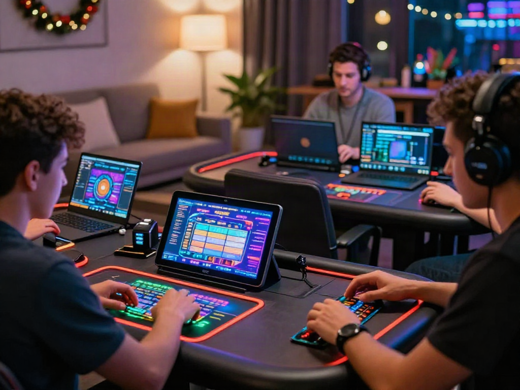Experience the best non gamstop casino with players enjoying exciting virtual games in a modern, inviting home setting.