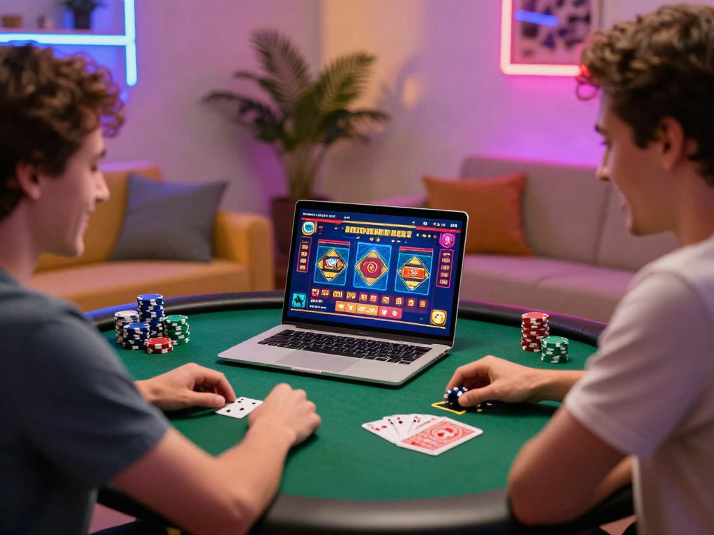 Best non gamstop casino scene with a player enjoying vibrant online gaming atmosphere.