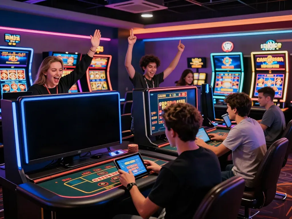 Best non GamStop casino gaming scene with players engaged and vibrant atmosphere.