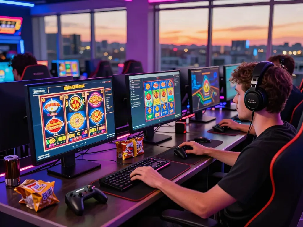 Player enjoying the best non gamstop casino experience at a vibrant gaming setup
