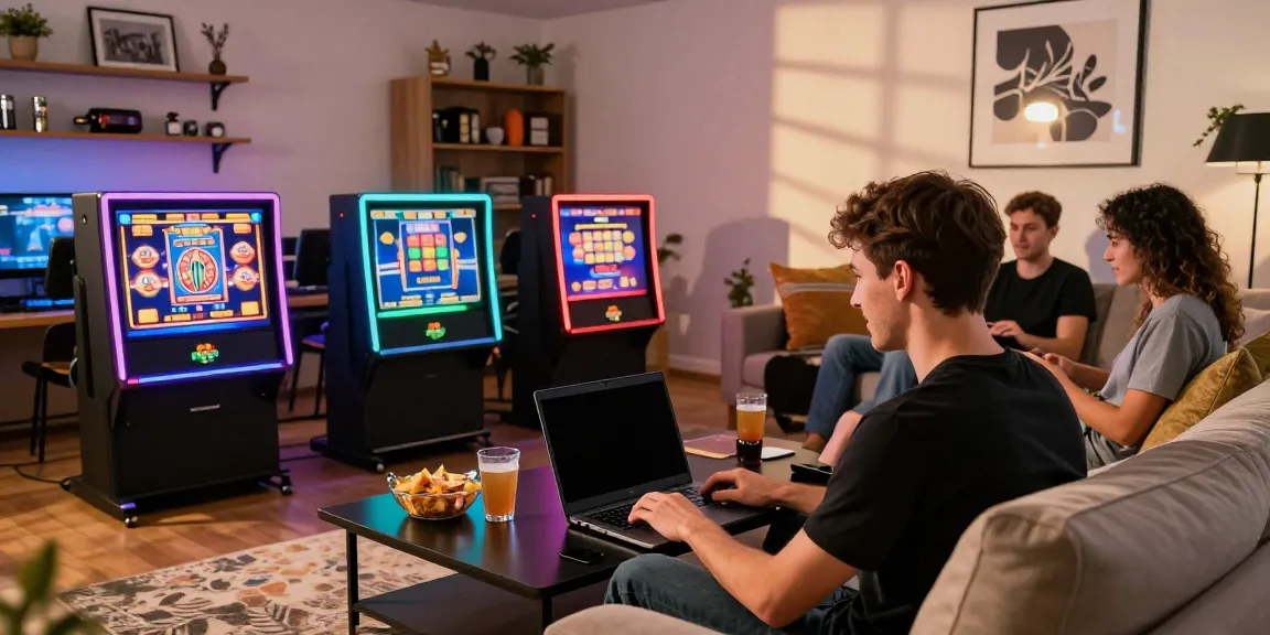 Enjoying a thrilling experience at the best non gamstop casino in a cozy home setting.
