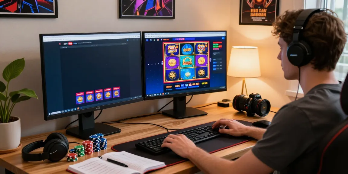 Engaging scene showcasing the best non GamStop casino gaming experience with vibrant screen visuals and strategic accessories.