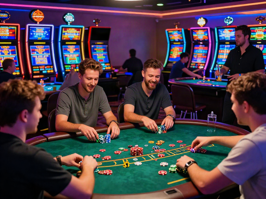 Engaging scene at the best non gamstop casino, showcasing players at gaming tables.