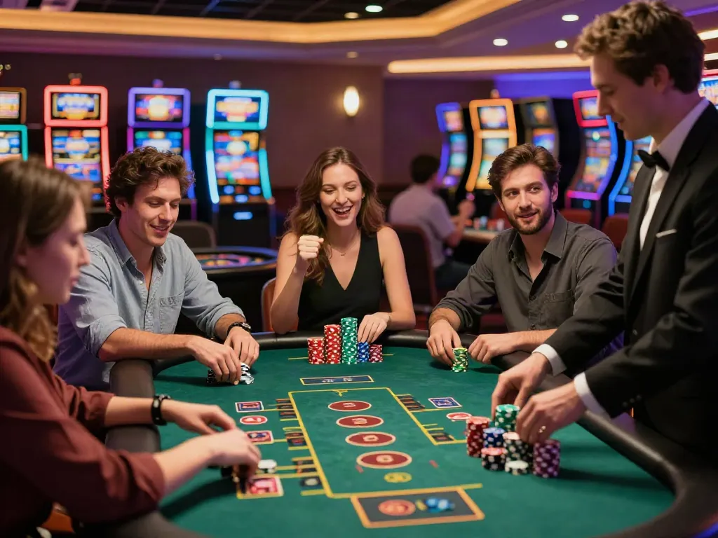 Players enjoying the best non gamstop casino experience at a lively game table.