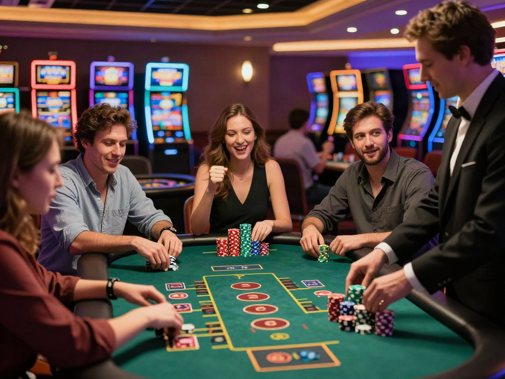 Players enjoying the best non gamstop casino experience at a lively game table.