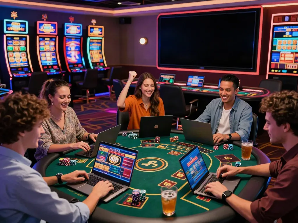 Players enjoying the best non gamstop casino experience in a vibrant online gaming atmosphere.