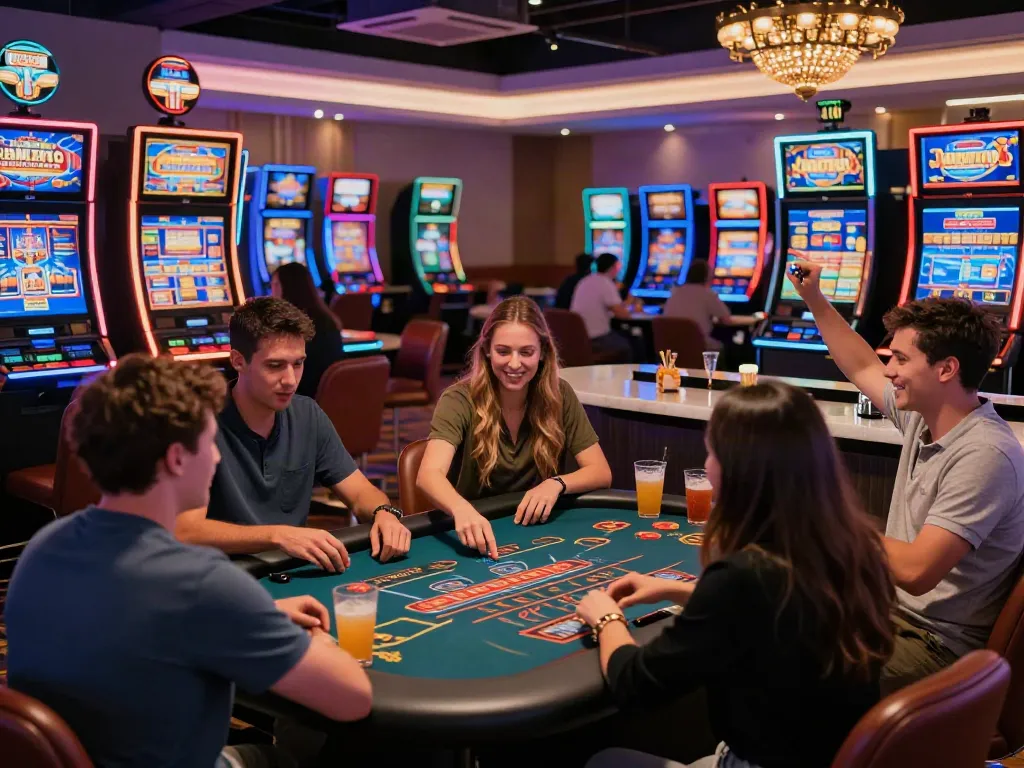 Engaging atmosphere of the best non Gamstop casino with players enjoying games.