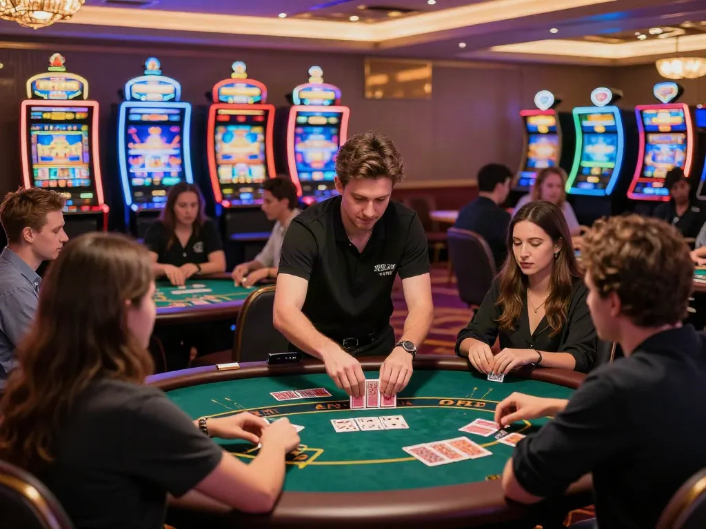 Players enjoying the best non gamstop casino experience with vibrant gaming stations.