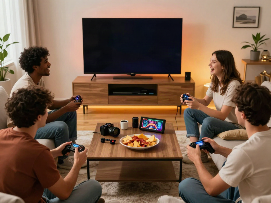 Friends enjoying the best non gamstop casino gaming night at home