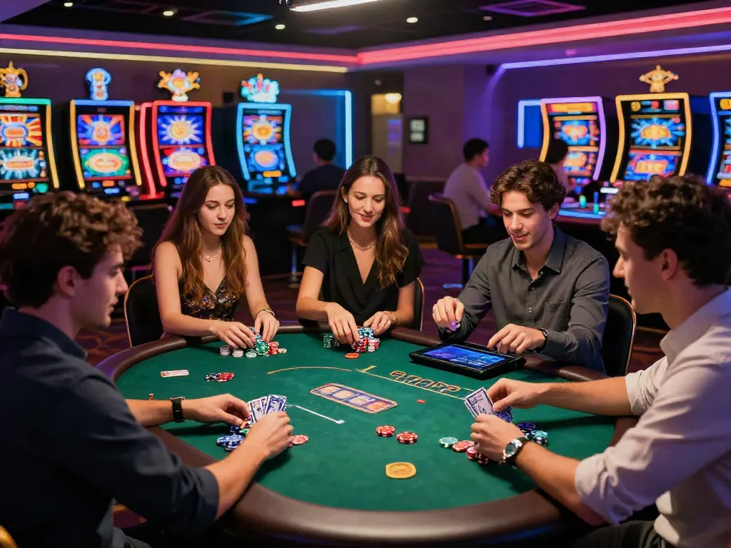 Players engaged in exciting games at the best non gamstop casino, showcasing vibrant graphics and a lively atmosphere.