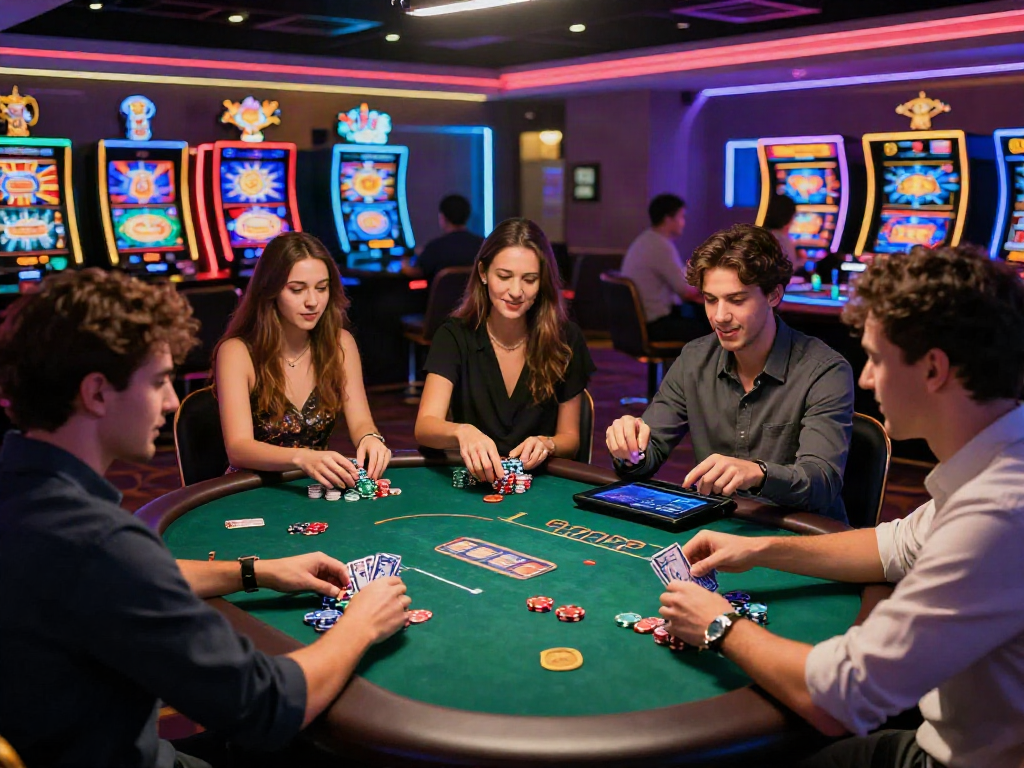 Players engaged in exciting games at the best non gamstop casino, showcasing vibrant graphics and a lively atmosphere.