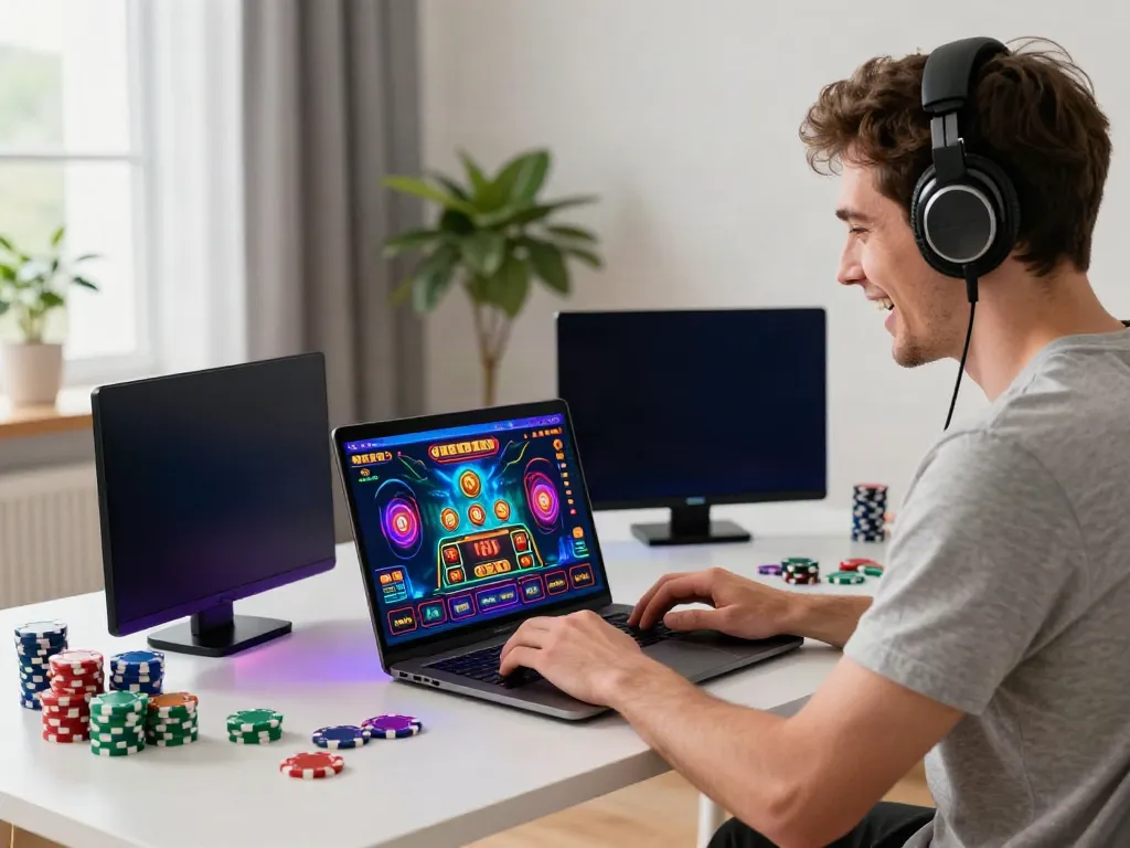 The best non gamstop casino experience depicted in a vibrant online gaming scene.