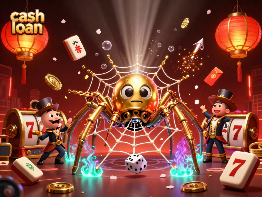 Engage with the thrilling cash loan experience in a vibrant 3D casino illustration featuring luck and excitement.