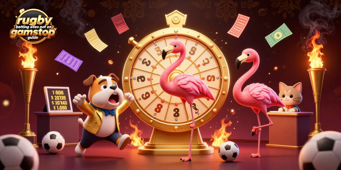 Engage with top rugby betting sites not on gamstop guide through an exciting game show scene featuring sports elements.