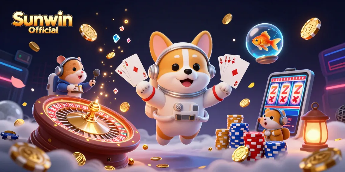 Win exciting prizes at Sunwin Official with a dazzling casino adventure featuring floating characters and vibrant gameplay.