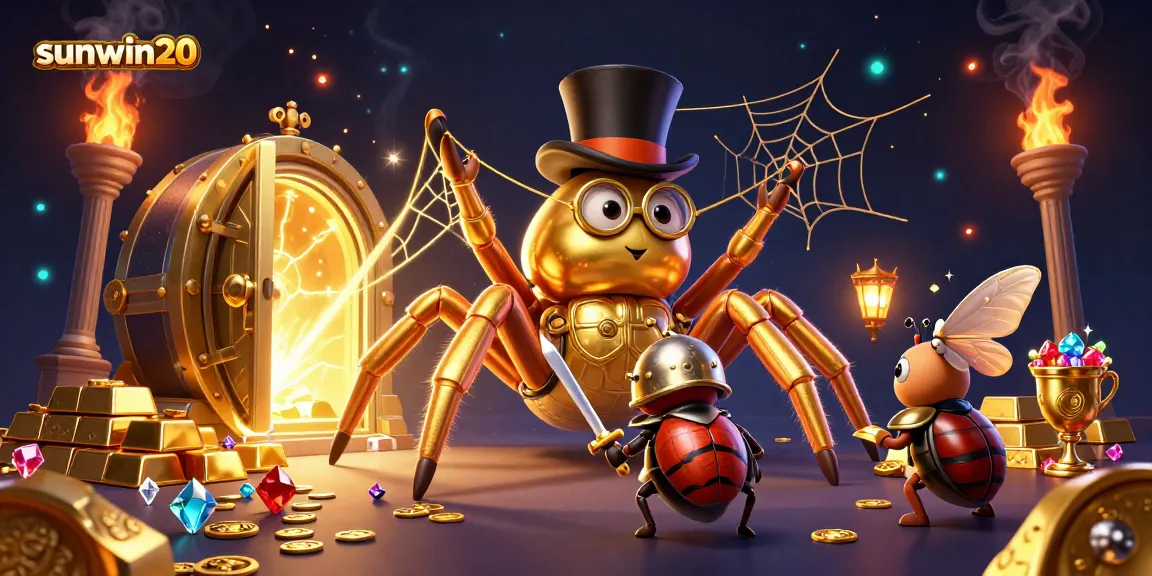 Experience thrilling gameplay with sunwin20 as the golden tarantula spins excitement in a vibrant casino scene.