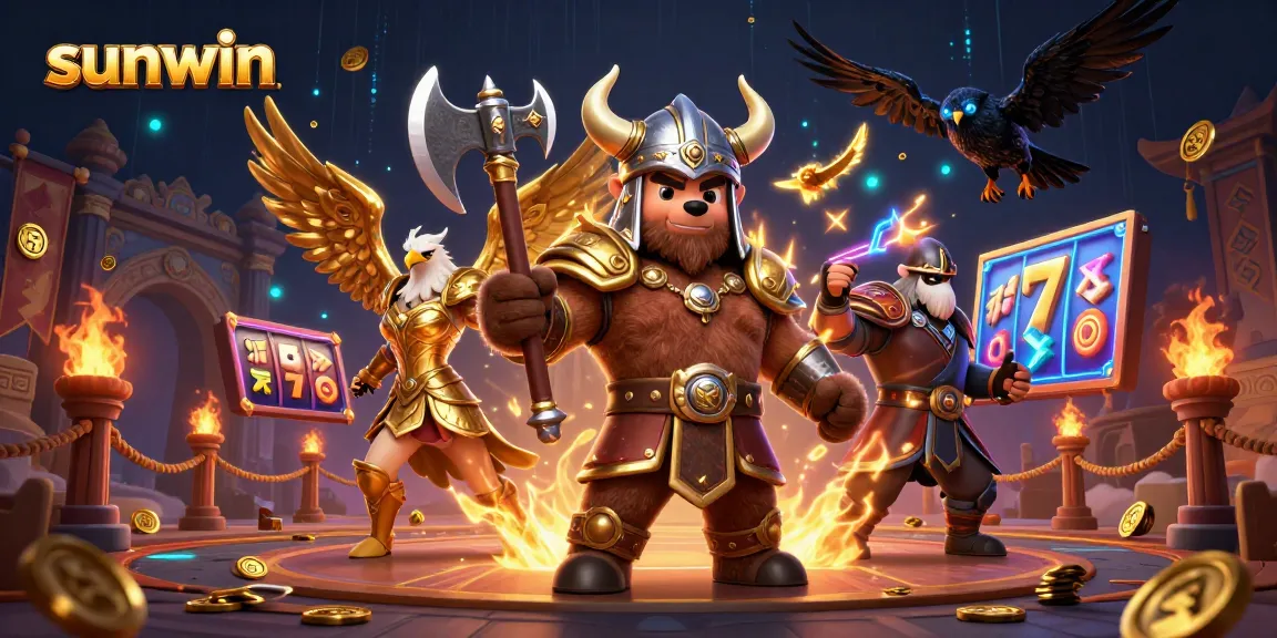 Engage with sunwin's vibrant gaming experience featuring Viking and eagle characters.
